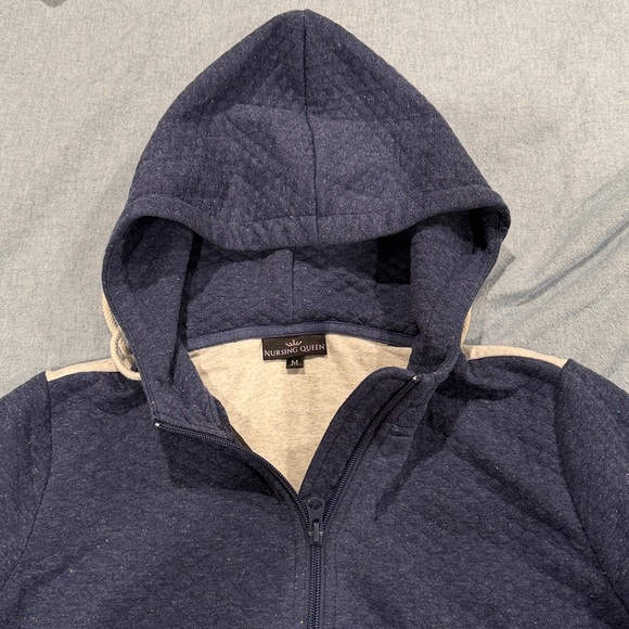 Nursing Queen Navy and Gray Hoodie Nursing Sweater - Picture 4 of 6